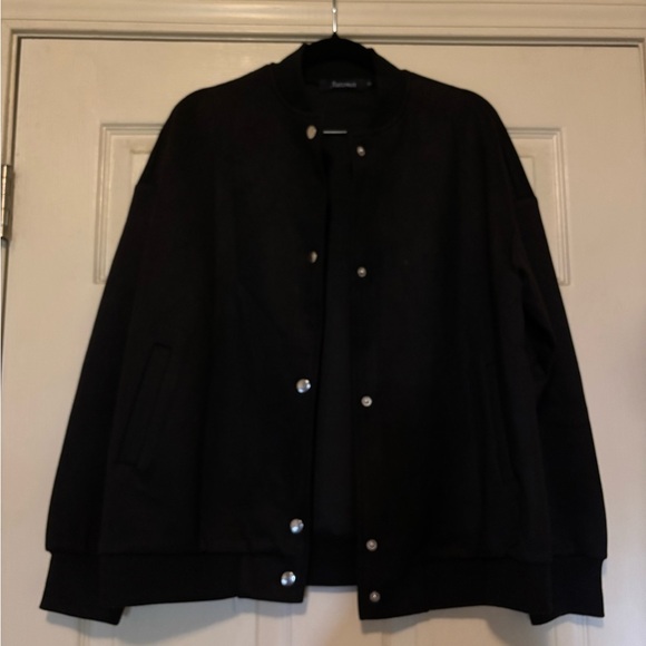 Black Suede Bomber Jacket - Picture 2 of 3